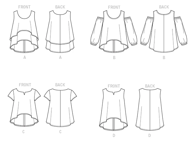 Butterick Sewing Pattern Misses' Double-Layer, Cold-Shoulder or Notch-Neck Tops (PDF) 8 Butterick Sewing Pattern Misses' Double-Layer, Cold-Shoulder or Notch-Neck Tops (PDF)