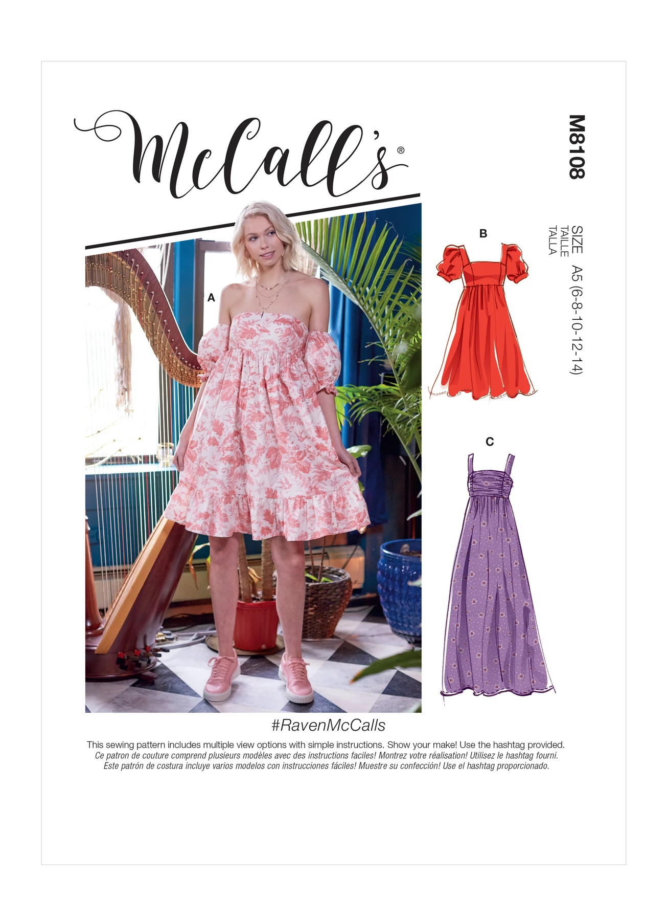 McCall's Sewing Pattern Misses' Empire Seam Gathered Dresses In Various Lengths, Necklines & Straps 1 McCall's Sewing Pattern Misses' Empire Seam Gathered Dresses In Various Lengths, Necklines & Straps