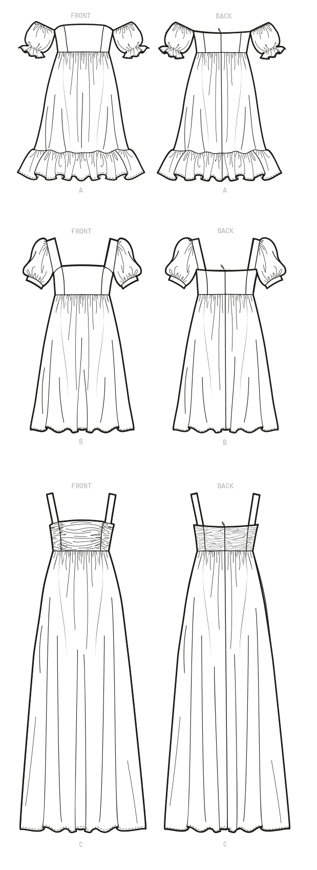 McCall's Sewing Pattern Misses' Empire Seam Gathered Dresses In Various Lengths, Necklines & Straps 7 McCall's Sewing Pattern Misses' Empire Seam Gathered Dresses In Various Lengths, Necklines & Straps