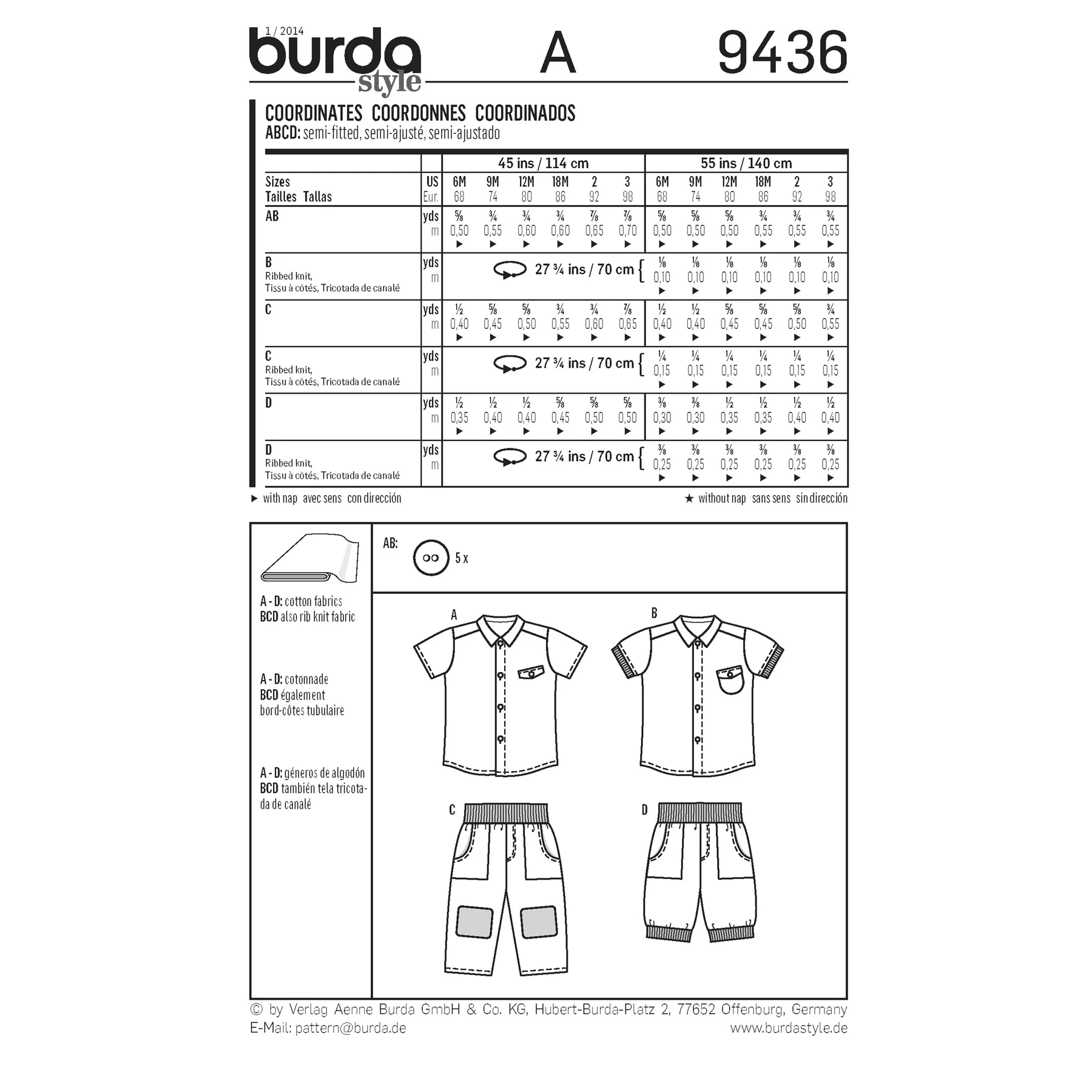 Burda Style Sewing Pattern Baby