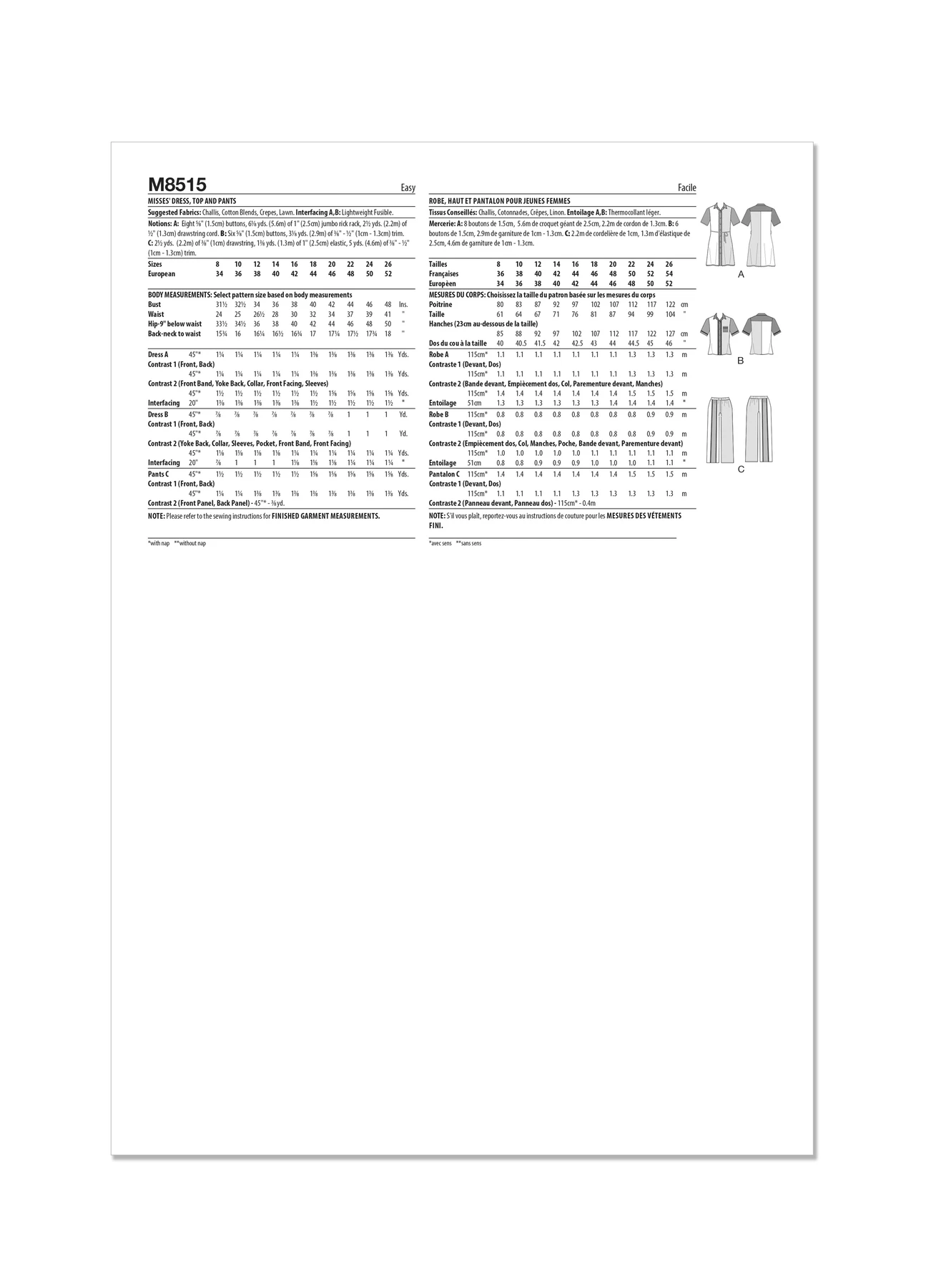 McCall's Sewing Pattern Misses' Dress, Top and Pants (PDF) 7 McCall's Sewing Pattern Misses' Dress, Top and Pants (PDF)