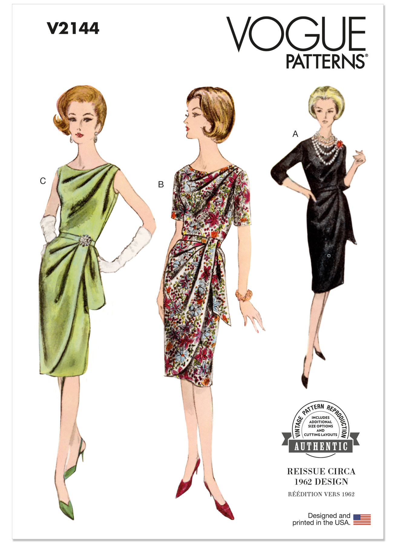 Vogue Patterns 1960s Misses' Vintage Draped Dresses and Belt 1 Vogue Patterns 1960s Misses' Vintage Draped Dresses and Belt