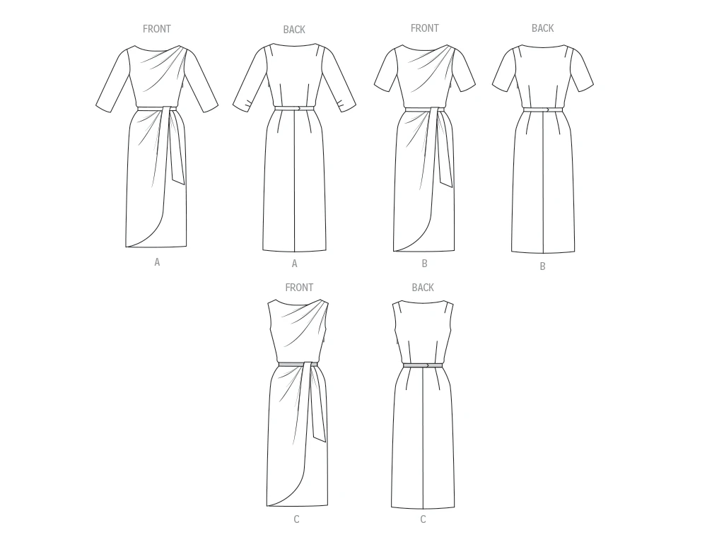 Vogue Patterns 1960s Misses' Vintage Draped Dresses and Belt 6 Vogue Patterns 1960s Misses' Vintage Draped Dresses and Belt