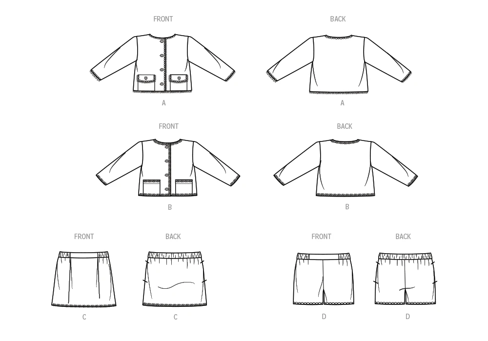 Simplicity Sewing Pattern Children's and Girls' Jackets, Skirt and Shorts 12 Simplicity Sewing Pattern Children's and Girls' Jackets, Skirt and Shorts