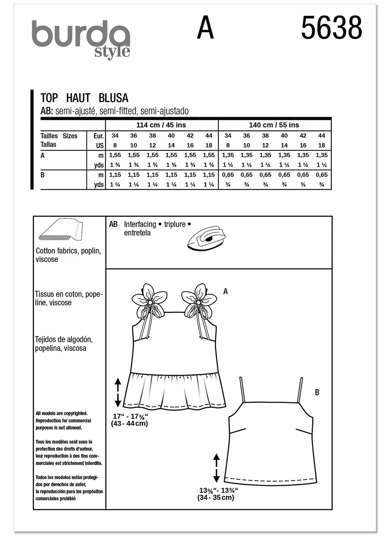 Burda Style Pattern 5638 Misses' Top 10 Burda Style Pattern 5638 Misses' Top