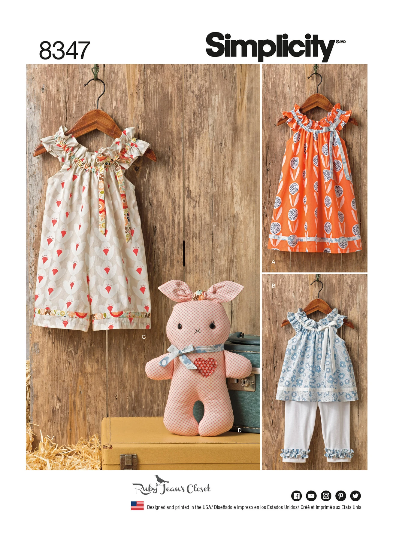 Simplicity Sewing Pattern Toddlers' Dress, Top, Knit Capris, and Stuffed Bunny 1 Simplicity Sewing Pattern Toddlers' Dress, Top, Knit Capris, and Stuffed Bunny
