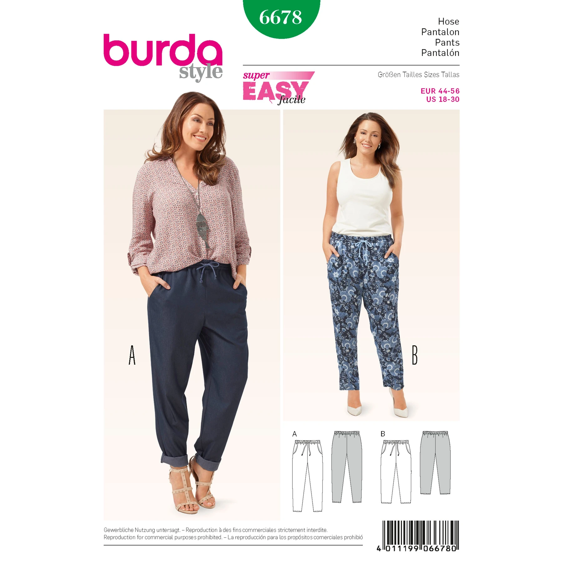 Burda Style Sewing Pattern Women's Pants