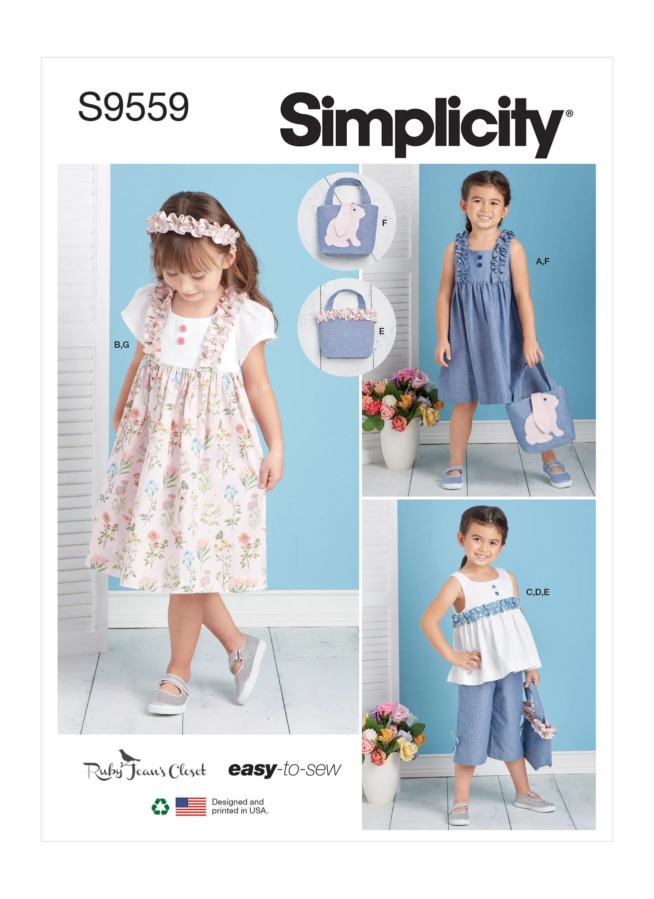 Simplicity Sewing Pattern Children's Dress, Top, Pants, Purses and Headband 1 Simplicity Sewing Pattern Children's Dress, Top, Pants, Purses and Headband
