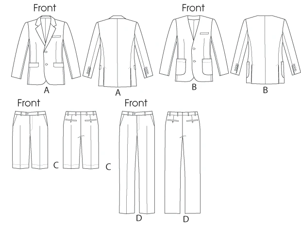 Vogue Patterns Men's Suit Jackets, Shorts and Pants 9 Vogue Patterns Men's Suit Jackets, Shorts and Pants