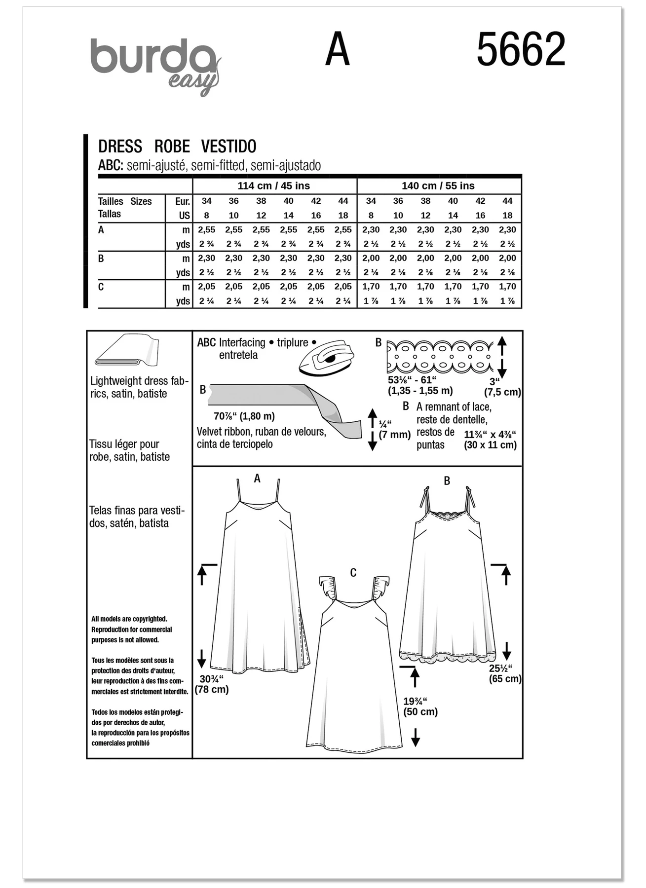 Burda Style Pattern 5662 Misses' Dress 12 Burda Style Pattern 5662 Misses' Dress