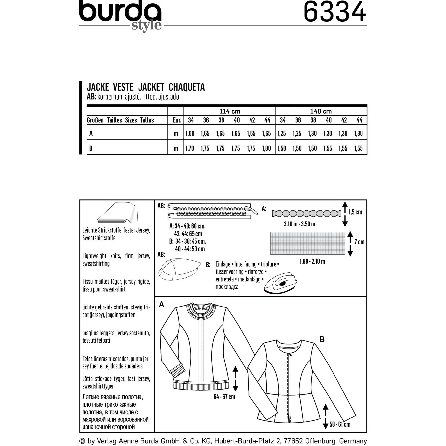 Burda Style Sewing Pattern Misses' Peplum Jacket 4 Burda Style Sewing Pattern Misses' Peplum Jacket
