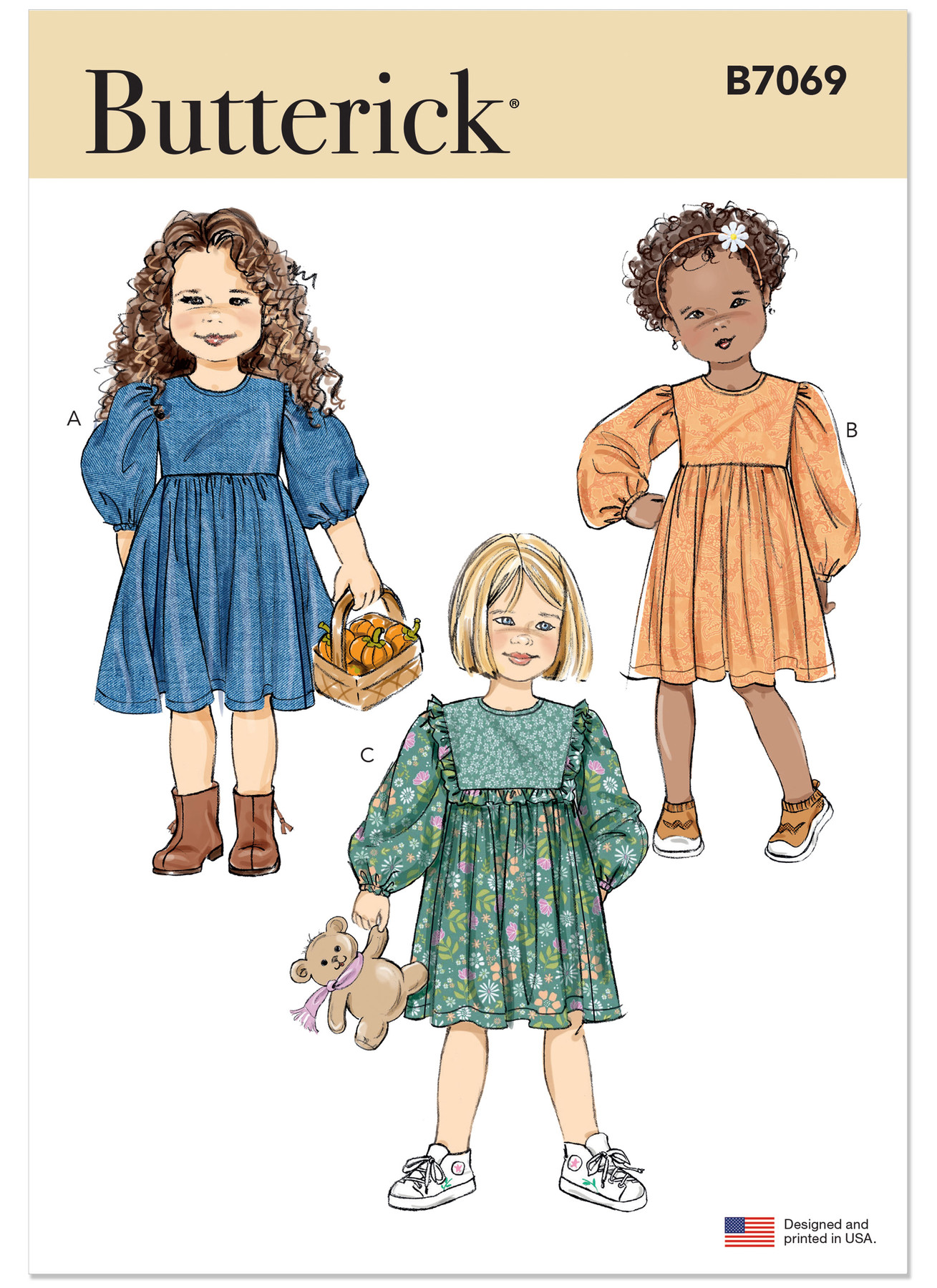 Butterick Sewing Pattern Children's Gathered Dress with Sleeve Variations 1 Butterick Sewing Pattern Children's Gathered Dress with Sleeve Variations