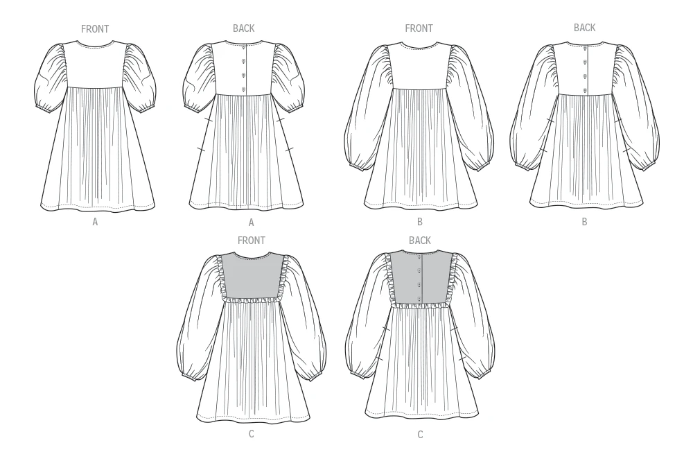 Butterick Sewing Pattern Children's Gathered Dress with Sleeve Variations 6 Butterick Sewing Pattern Children's Gathered Dress with Sleeve Variations