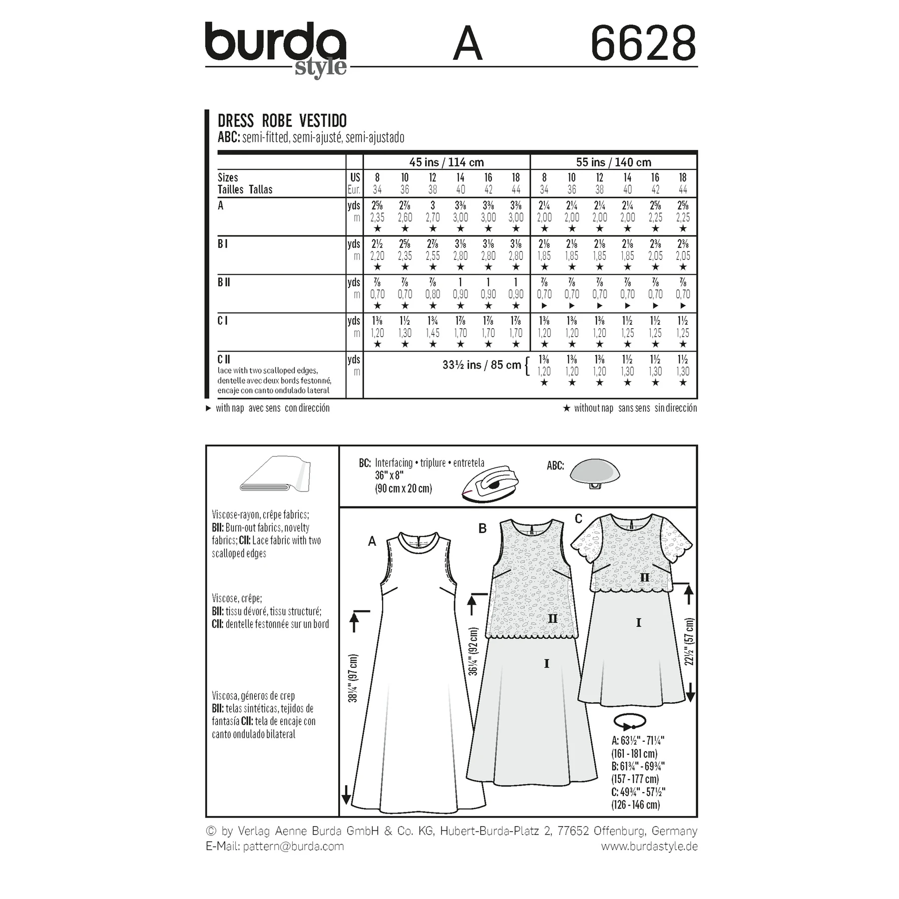 Burda Style Sewing Pattern Misses' Dress