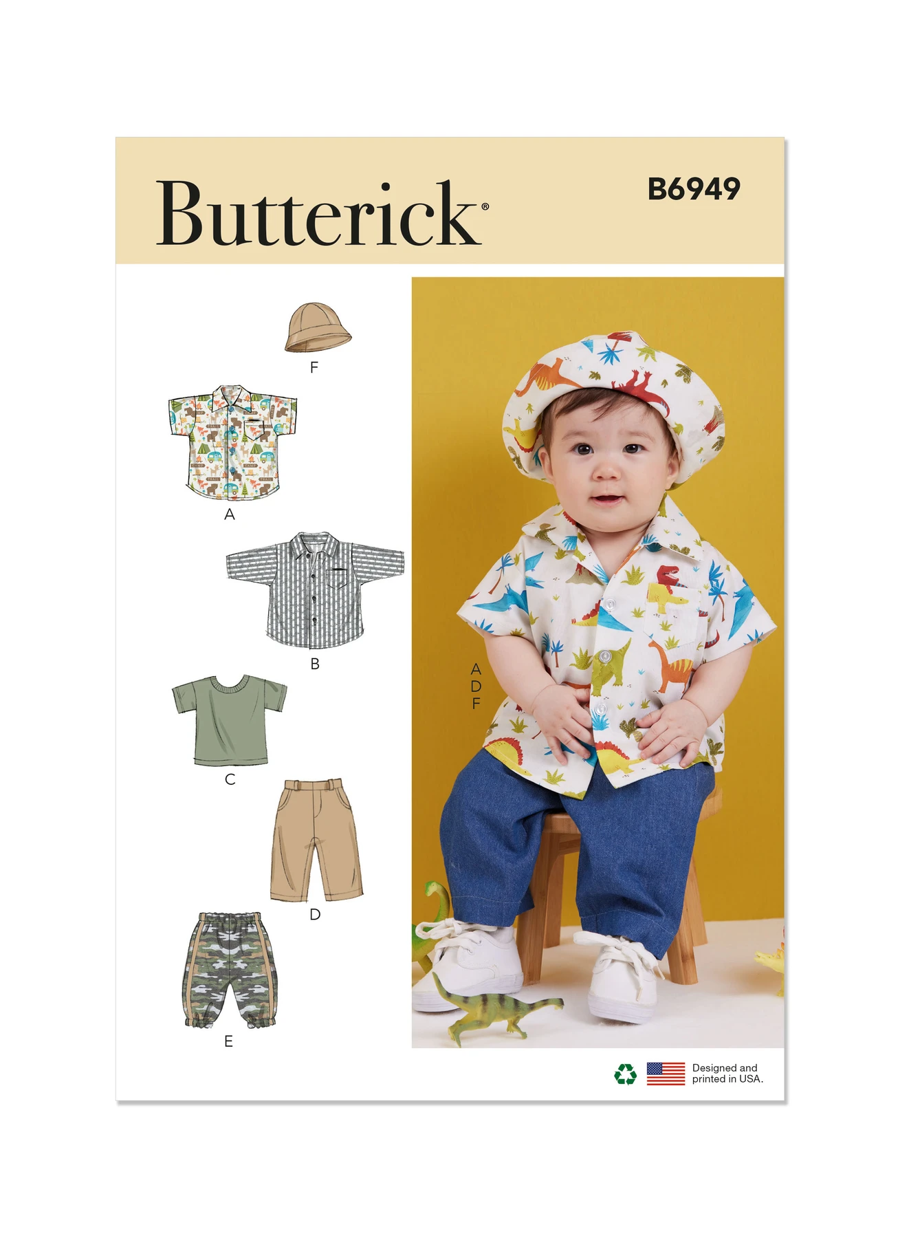 Butterick Sewing Pattern Babies' Shirts, T-Shirt, Pants and Hat 1 Butterick Sewing Pattern Babies' Shirts, T-Shirt, Pants and Hat