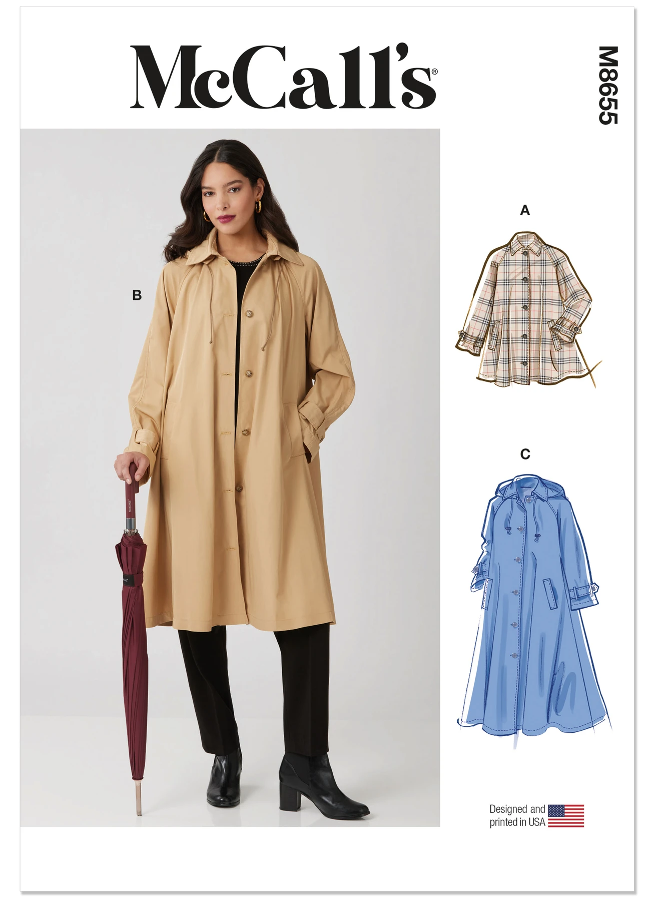 McCall's Sewing Pattern Misses' Trench Coat in Three Lengths with Optional Hood (PDF) 1 McCall's Sewing Pattern Misses' Trench Coat in Three Lengths with Optional Hood (PDF)