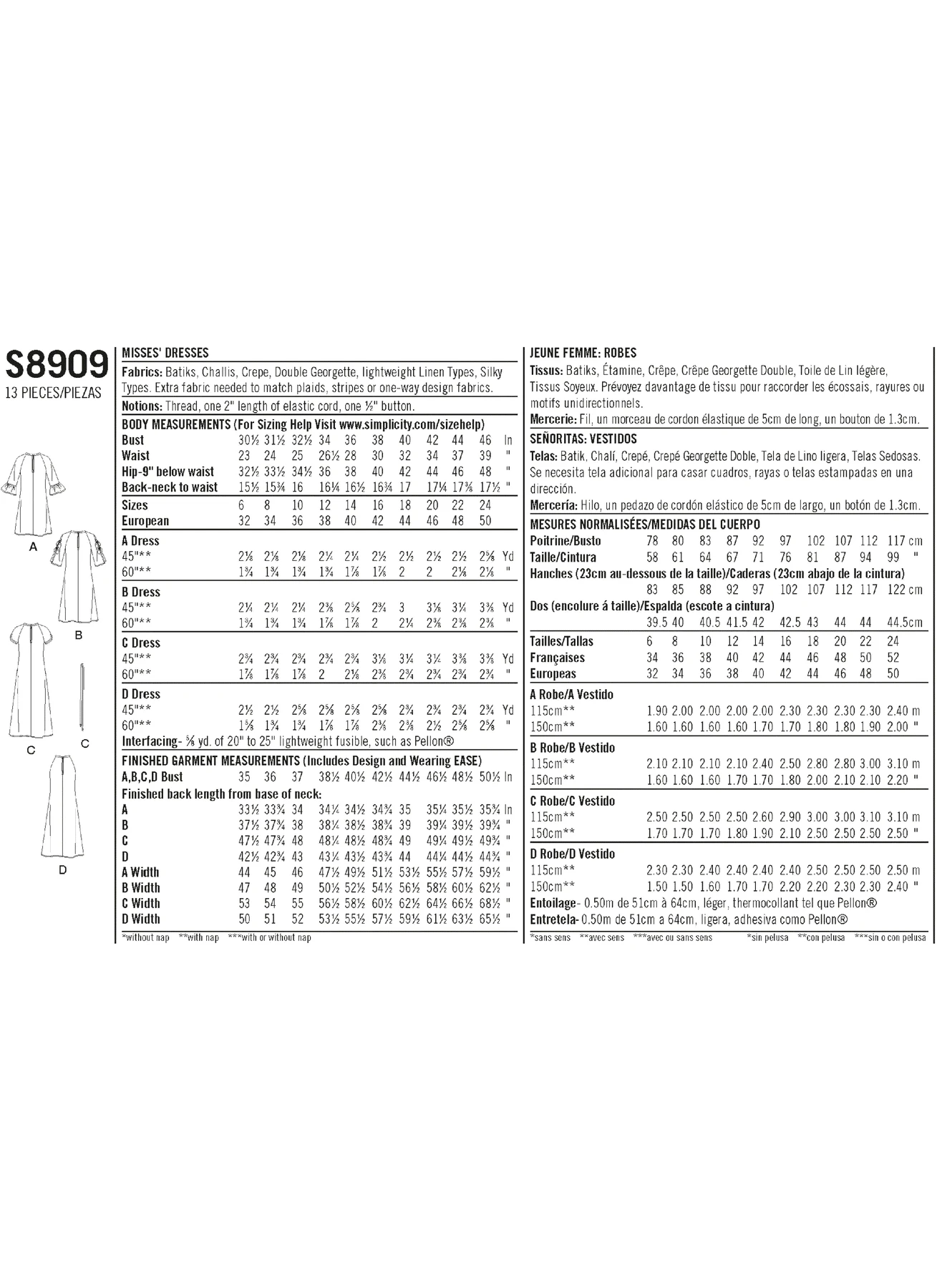Simplicity Sewing Pattern Misses' Dresses 9 Simplicity Sewing Pattern Misses' Dresses