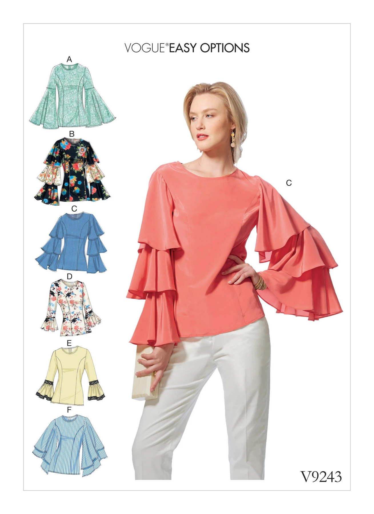 Vogue Patterns Misses' Princess Seam Tops with Flared Sleeve Variations 1 Vogue Patterns Misses' Princess Seam Tops with Flared Sleeve Variations