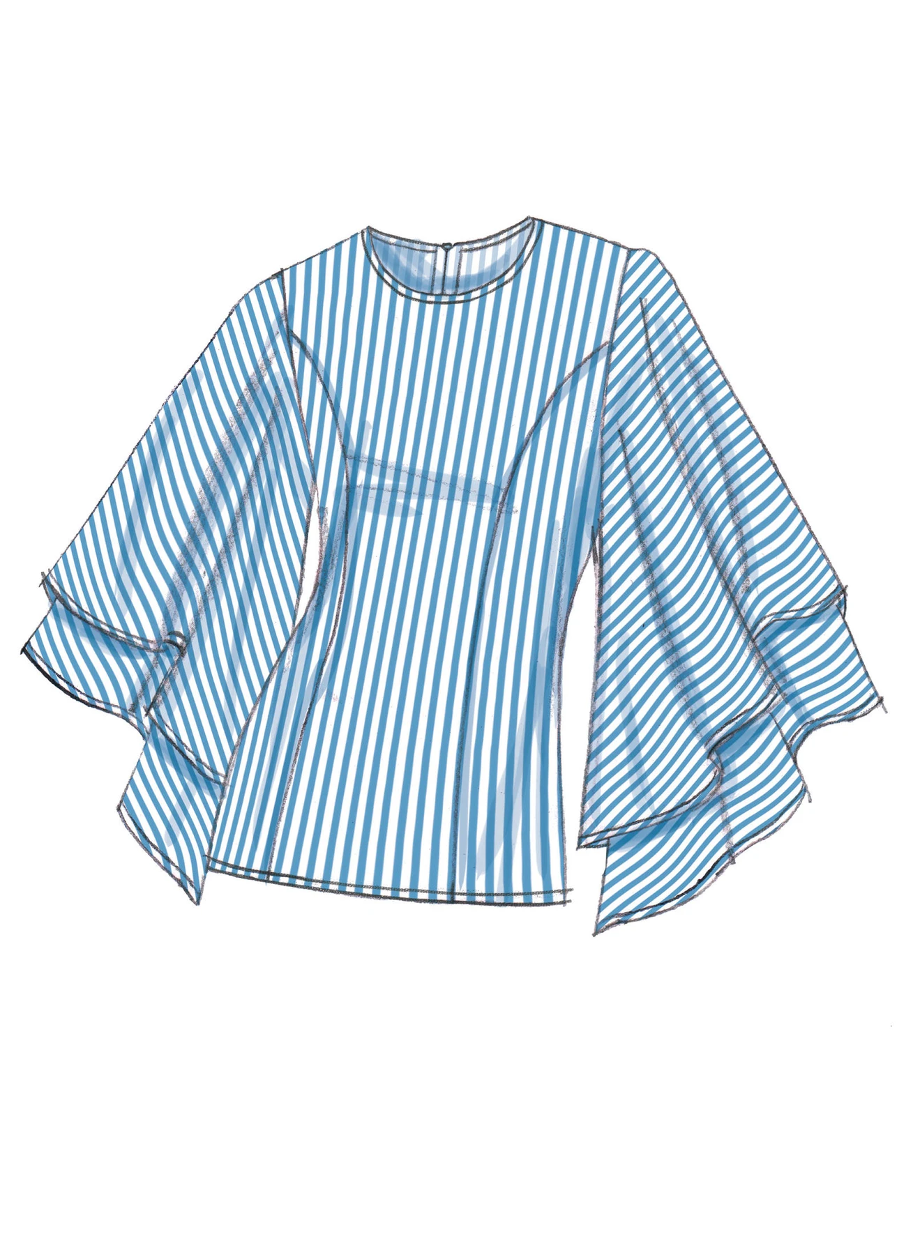 Vogue Patterns Misses' Princess Seam Tops with Flared Sleeve Variations 3 Vogue Patterns Misses' Princess Seam Tops with Flared Sleeve Variations