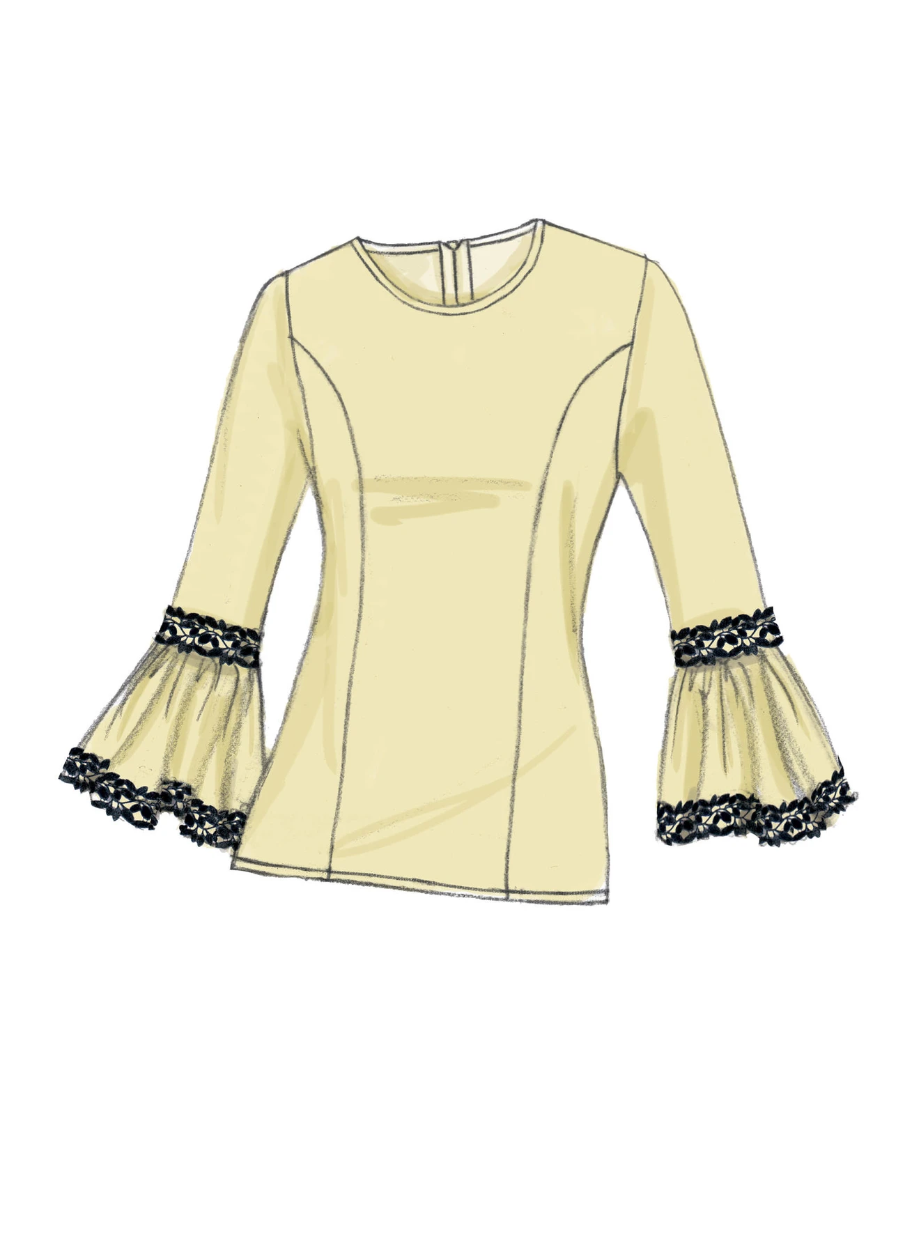 Vogue Patterns Misses' Princess Seam Tops with Flared Sleeve Variations 5 Vogue Patterns Misses' Princess Seam Tops with Flared Sleeve Variations
