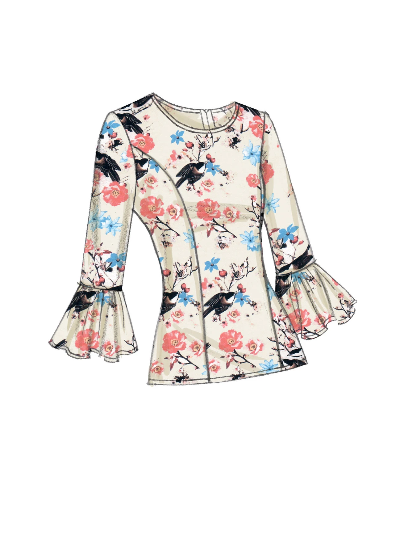 Vogue Patterns Misses' Princess Seam Tops with Flared Sleeve Variations 6 Vogue Patterns Misses' Princess Seam Tops with Flared Sleeve Variations