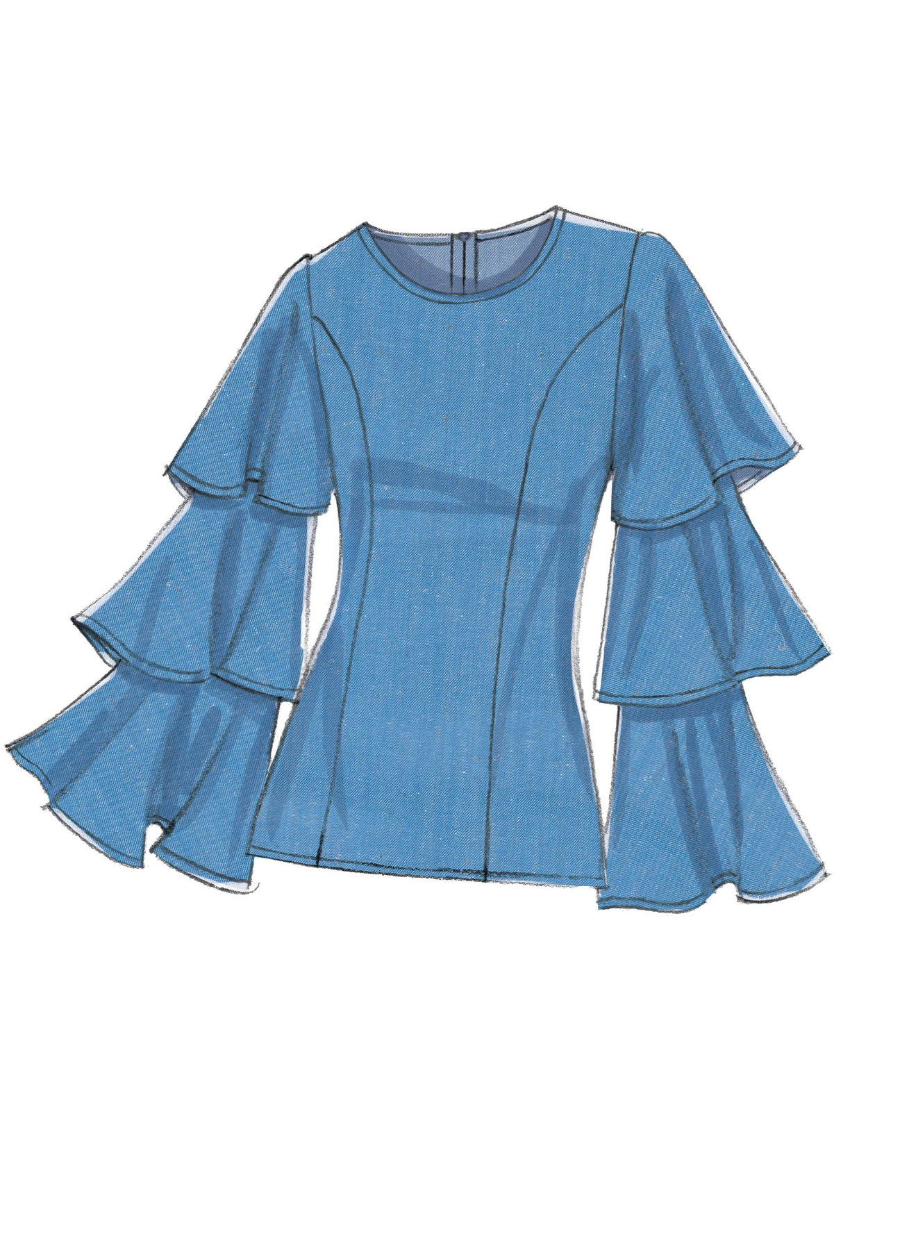 Vogue Patterns Misses' Princess Seam Tops with Flared Sleeve Variations 7 Vogue Patterns Misses' Princess Seam Tops with Flared Sleeve Variations