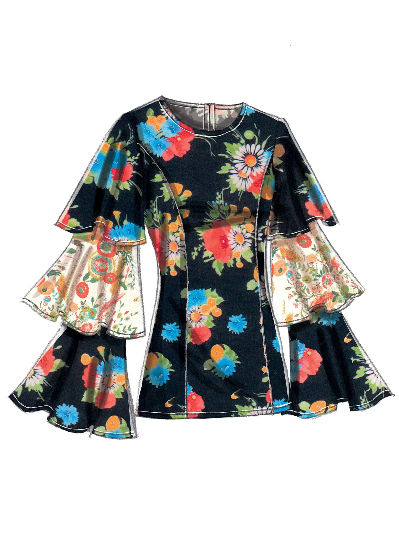 Vogue Patterns Misses' Princess Seam Tops with Flared Sleeve Variations 8 Vogue Patterns Misses' Princess Seam Tops with Flared Sleeve Variations
