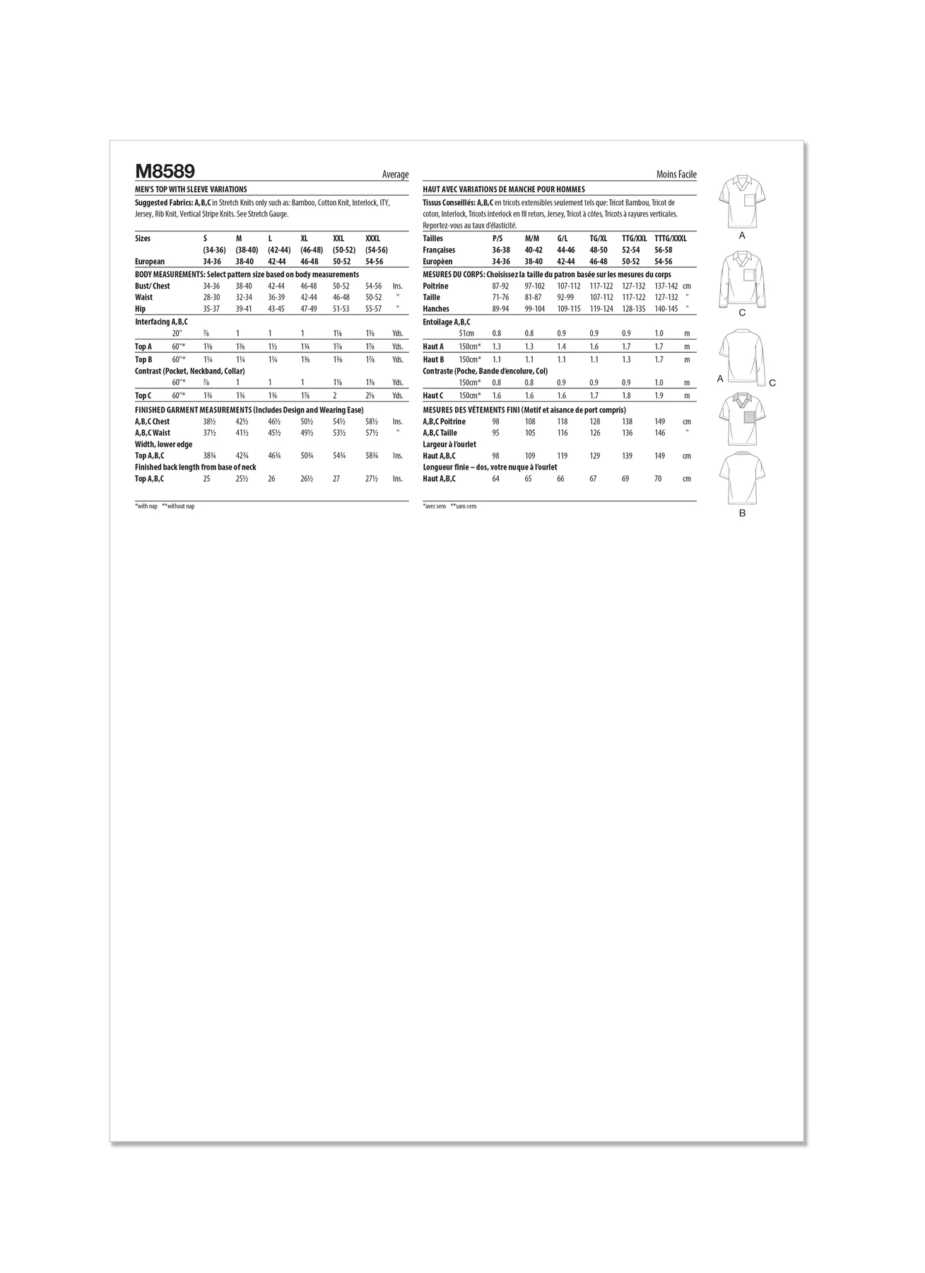 McCall's Sewing Pattern Men's Top with Sleeve Variations (PDF) 7 McCall's Sewing Pattern Men's Top with Sleeve Variations (PDF)