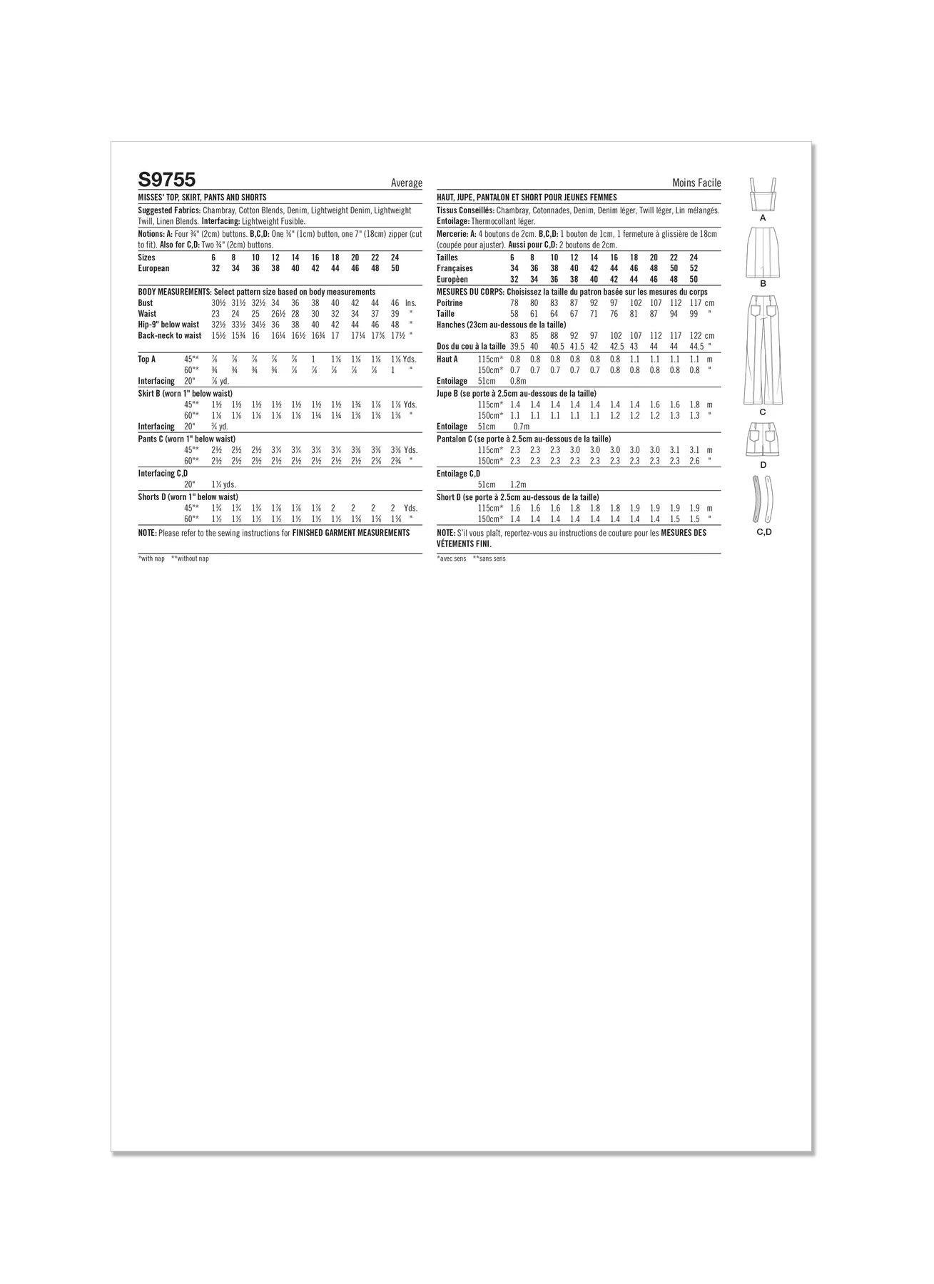 Simplicity Sewing Pattern Misses' Top, Skirt, Pants and Shorts (PDF) 9 Simplicity Sewing Pattern Misses' Top, Skirt, Pants and Shorts (PDF)
