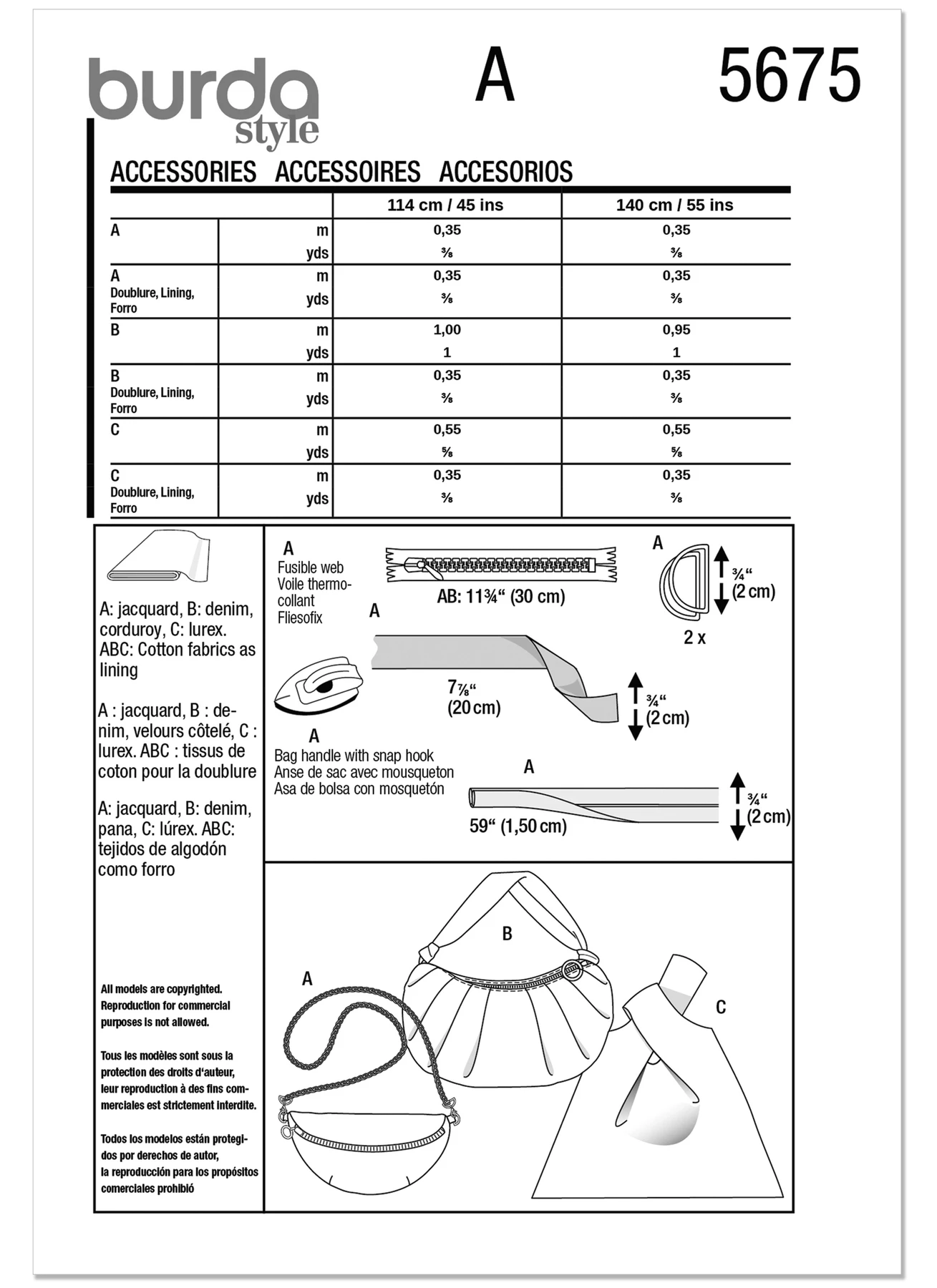 Burda Style Pattern 5675 Bags 8 Burda Style Pattern 5675 Bags