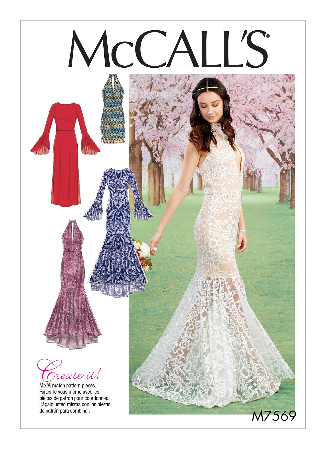McCall's Sewing Pattern Misses' Column and Trumpet Dresses with Bodice and Sleeve Variations 1 McCall's Sewing Pattern Misses' Column and Trumpet Dresses with Bodice and Sleeve Variations