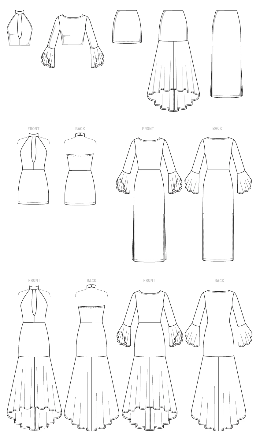 McCall's Sewing Pattern Misses' Column and Trumpet Dresses with Bodice and Sleeve Variations 12 McCall's Sewing Pattern Misses' Column and Trumpet Dresses with Bodice and Sleeve Variations