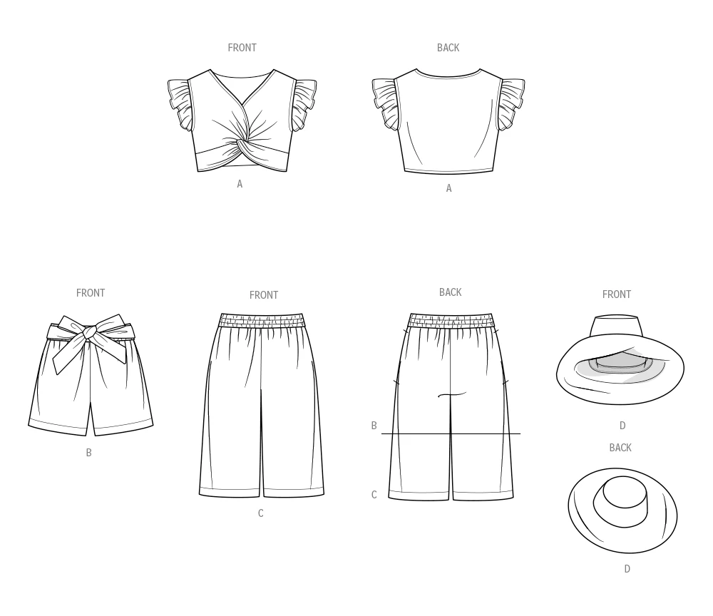 Simplicity Sewing Pattern Toddlers' Shorts, Pants, Hat and Knit Top Worn Front or Back 10 Simplicity Sewing Pattern Toddlers' Shorts, Pants, Hat and Knit Top Worn Front or Back