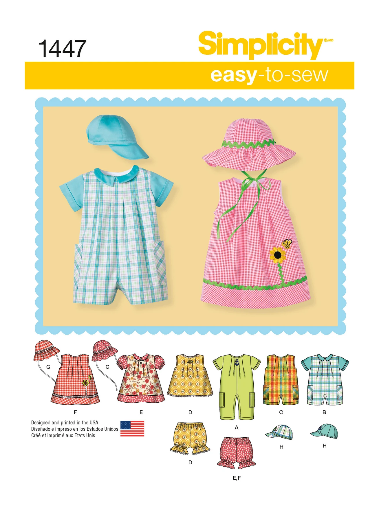 Simplicity Sewing Pattern Babies' Romper, Dress, Top, Panties & Hats 1 Simplicity Sewing Pattern Babies' Romper, Dress, Top, Panties & Hats