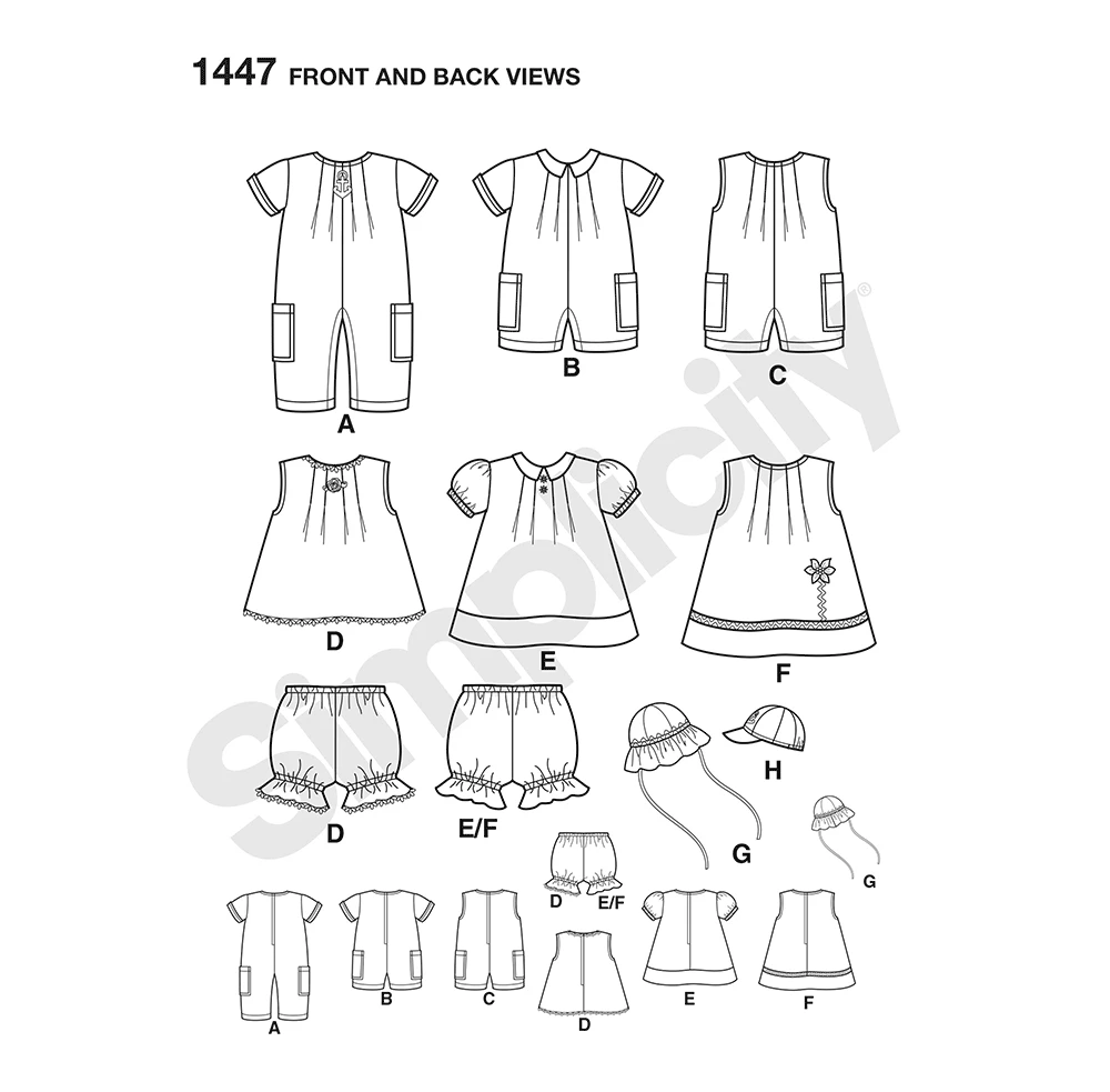 Simplicity Sewing Pattern Babies' Romper, Dress, Top, Panties & Hats 5 Simplicity Sewing Pattern Babies' Romper, Dress, Top, Panties & Hats