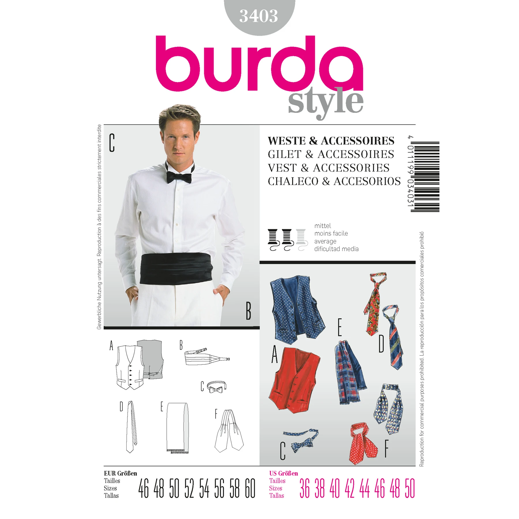 Burda Style Sewing Pattern Vest & Accessories 12 Burda Style Sewing Pattern Vest & Accessories