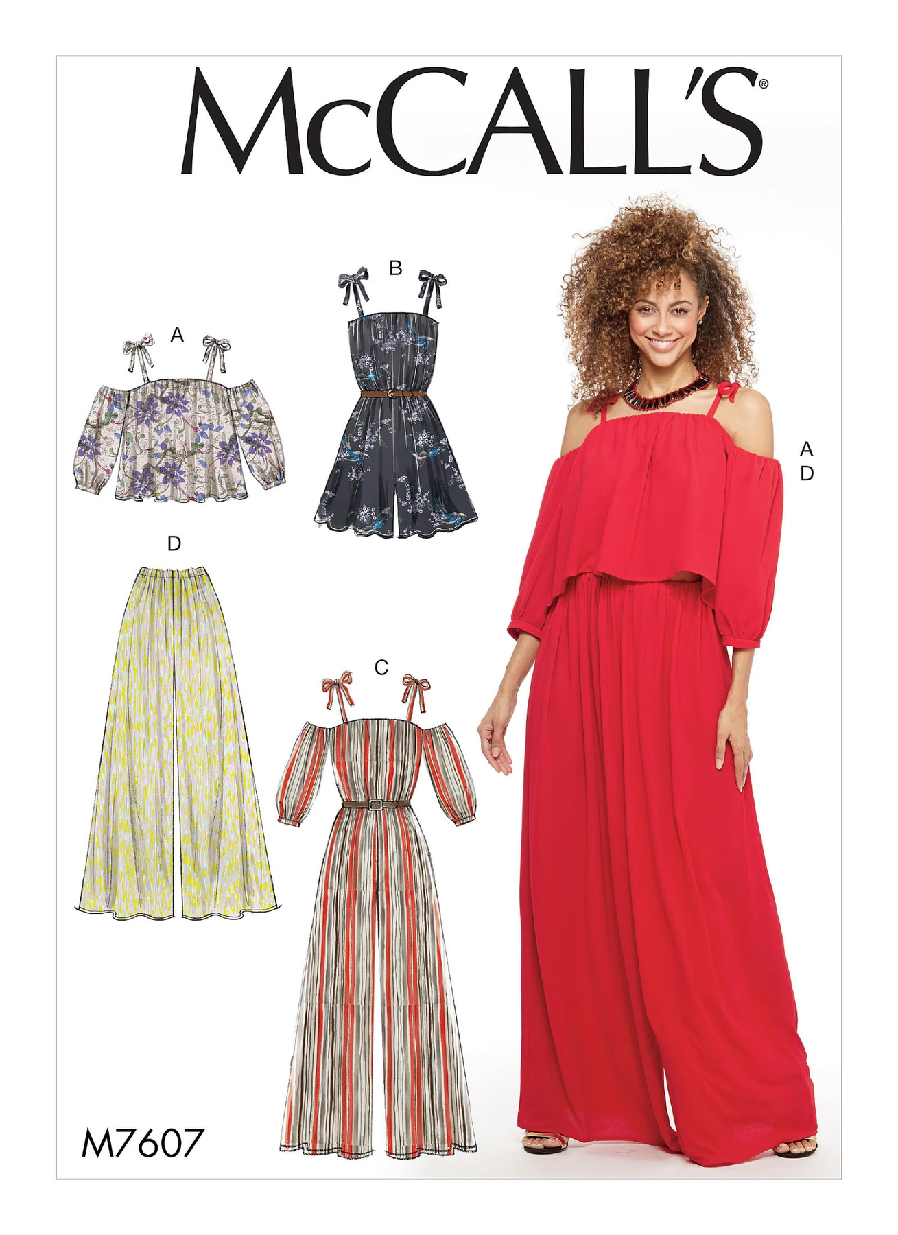 McCall's Sewing Pattern Misses' Off-the-Shoulder Top, Romper, and Jumpsuit With Ties, and Pull-On Pants (PDF) 1 McCall's Sewing Pattern Misses' Off-the-Shoulder Top, Romper, and Jumpsuit With Ties, and Pull-On Pants (PDF)