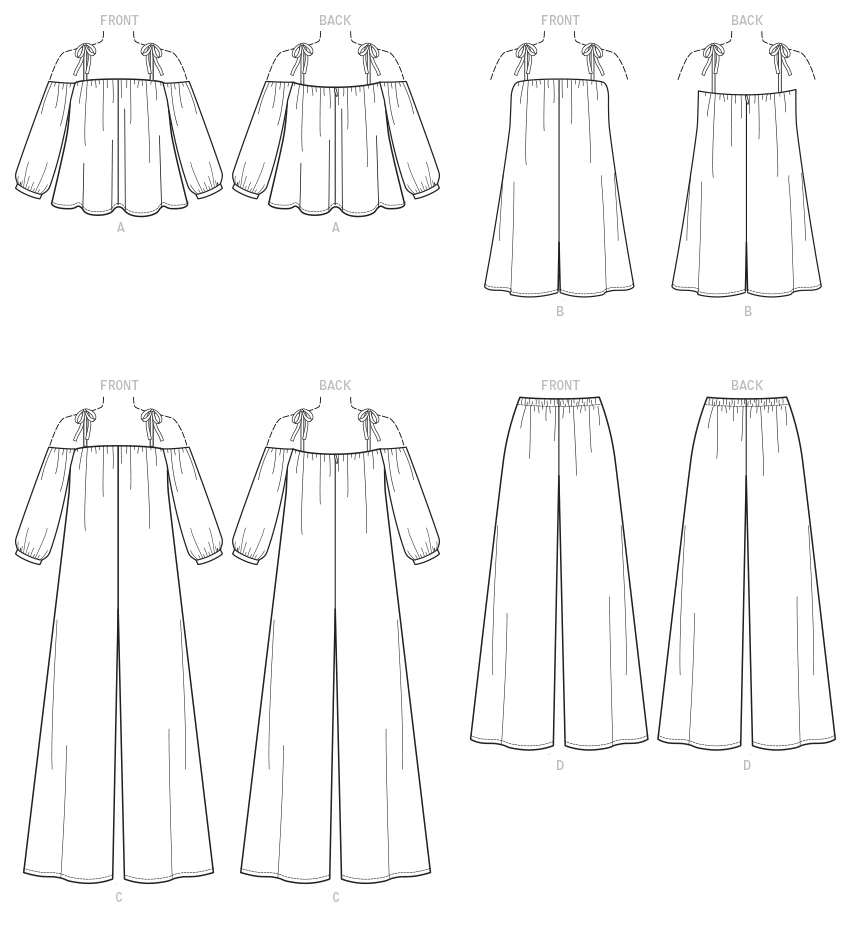 McCall's Sewing Pattern Misses' Off-the-Shoulder Top, Romper, and Jumpsuit With Ties, and Pull-On Pants (PDF) 8 McCall's Sewing Pattern Misses' Off-the-Shoulder Top, Romper, and Jumpsuit With Ties, and Pull-On Pants (PDF)