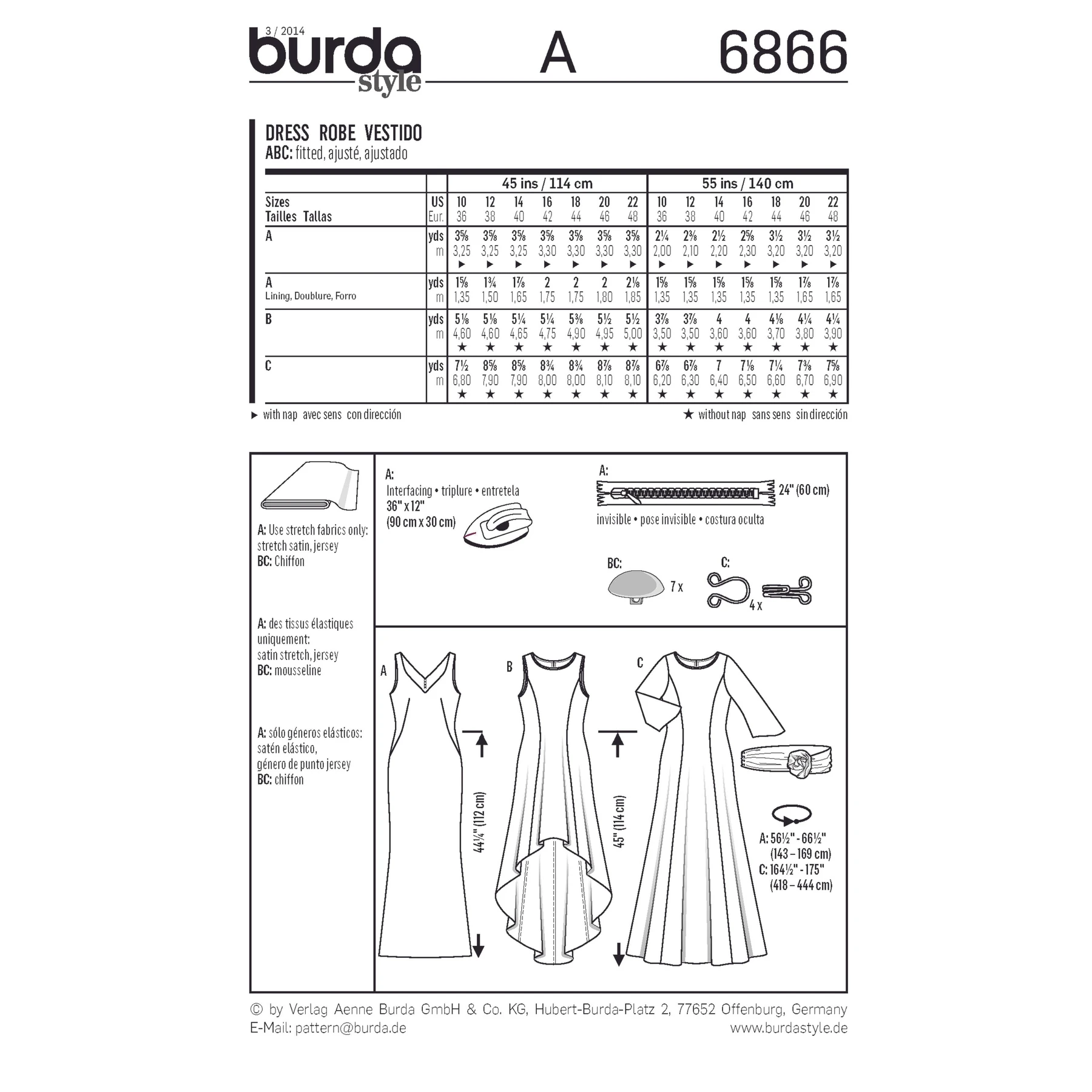 Burda Style Sewing Pattern Evening & Bridal Wear