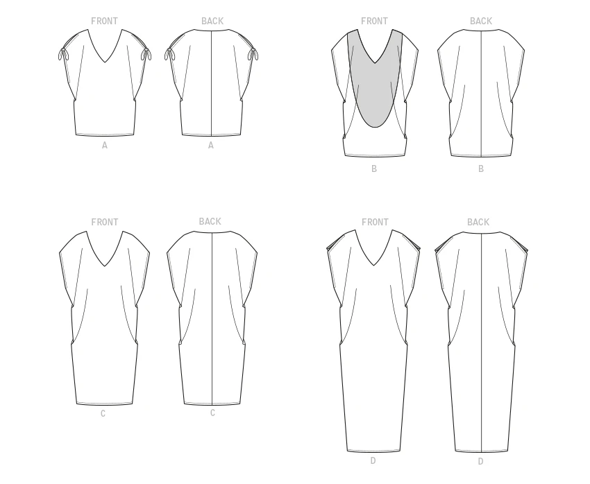 Butterick Sewing Pattern Misses' V-Neck Pullover Tunic & Dresses 5 Butterick Sewing Pattern Misses' V-Neck Pullover Tunic & Dresses