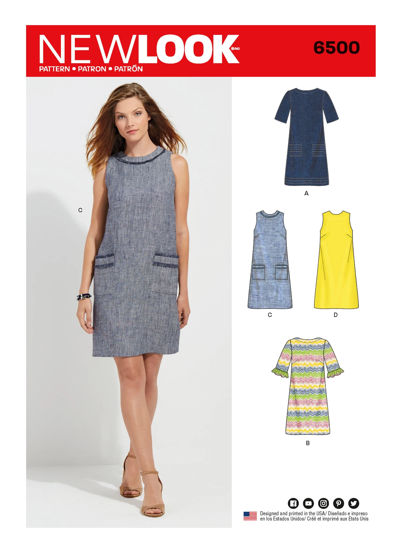 New Look Sewing Pattern Misses' Dress with Neckline, Sleeve, and Pocket Variations 1 New Look Sewing Pattern Misses' Dress with Neckline, Sleeve, and Pocket Variations