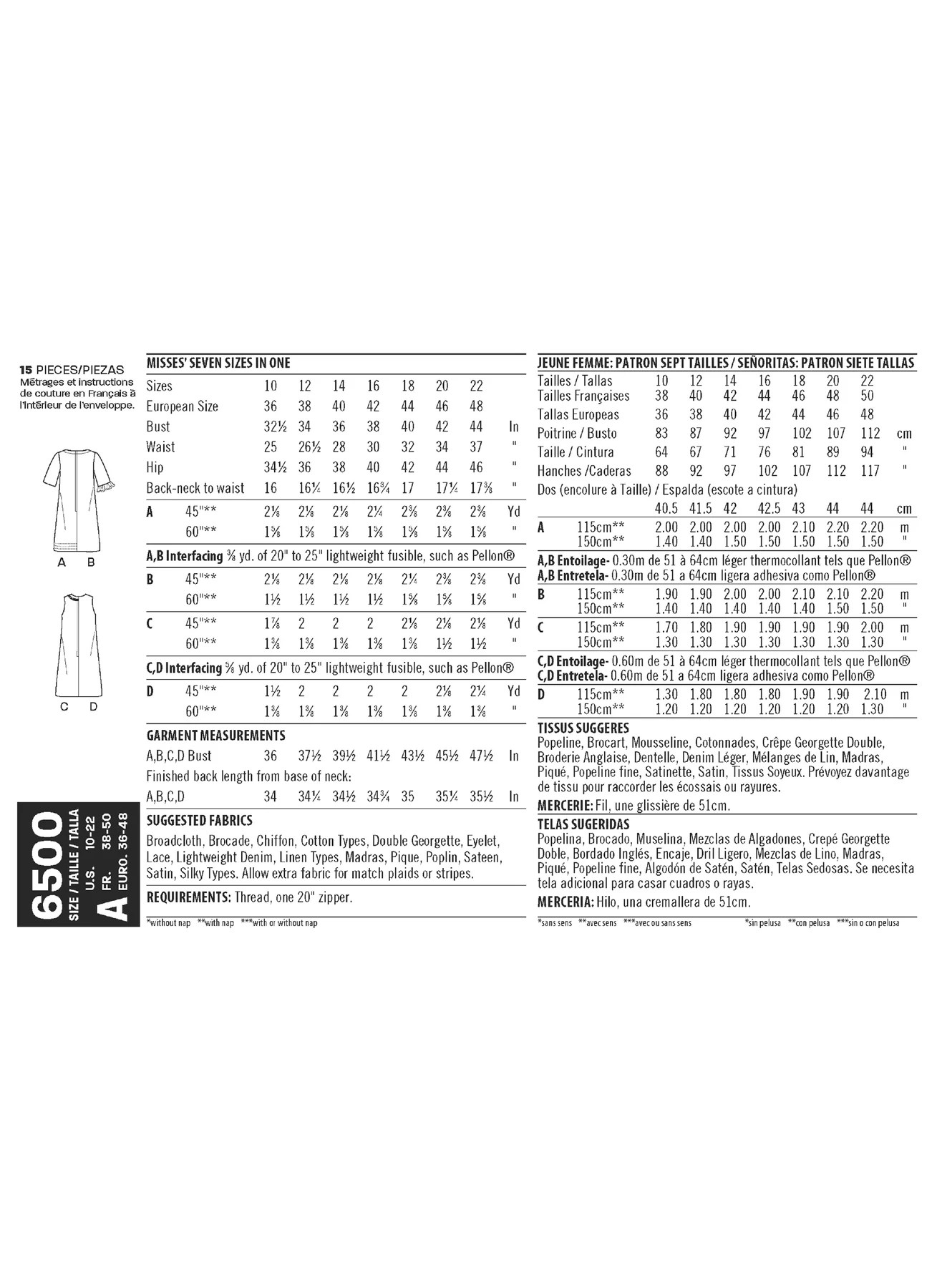 New Look Sewing Pattern Misses' Dress with Neckline, Sleeve, and Pocket Variations 7 New Look Sewing Pattern Misses' Dress with Neckline, Sleeve, and Pocket Variations