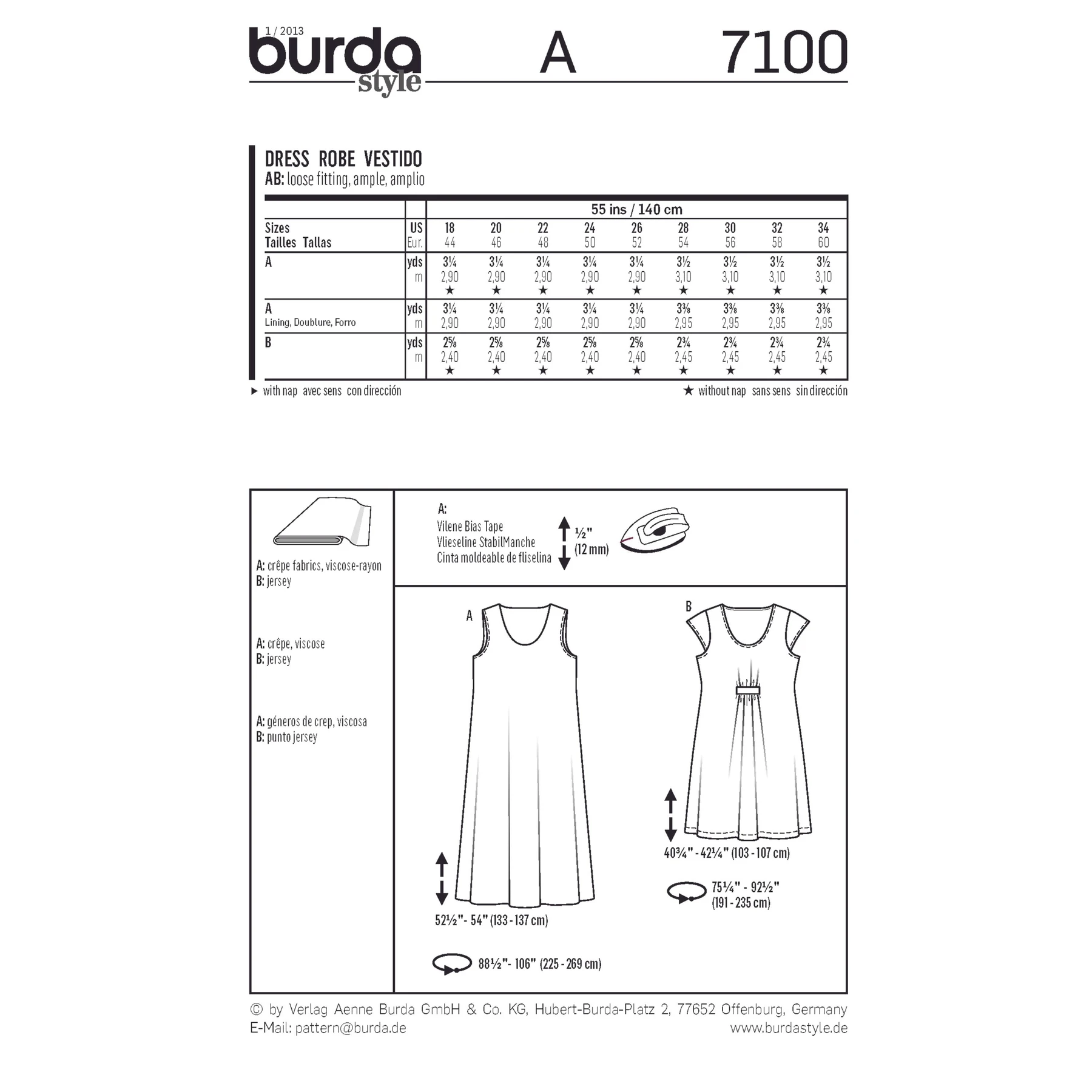 Burda Style Sewing Pattern Dress
