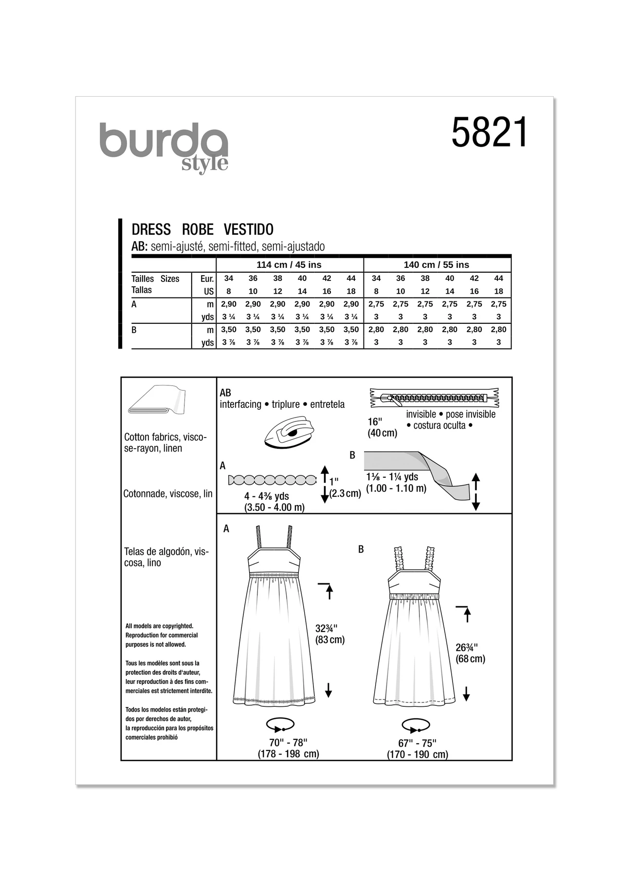 Burda Style Sewing Pattern 5821 Misses' Dress 9 Burda Style Sewing Pattern 5821 Misses' Dress