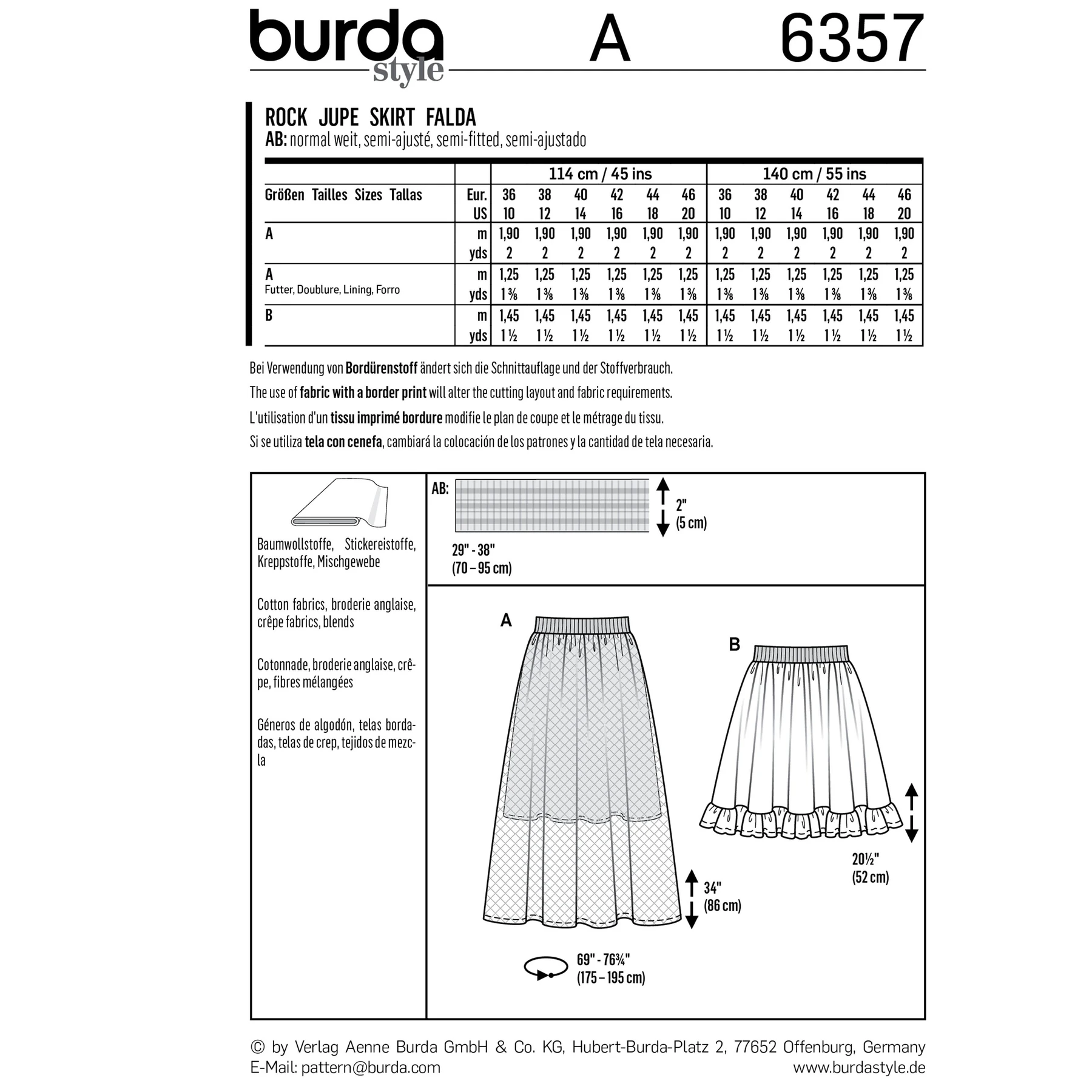 Burda Style Sewing Pattern Misses' Skirts 4 Burda Style Sewing Pattern Misses' Skirts