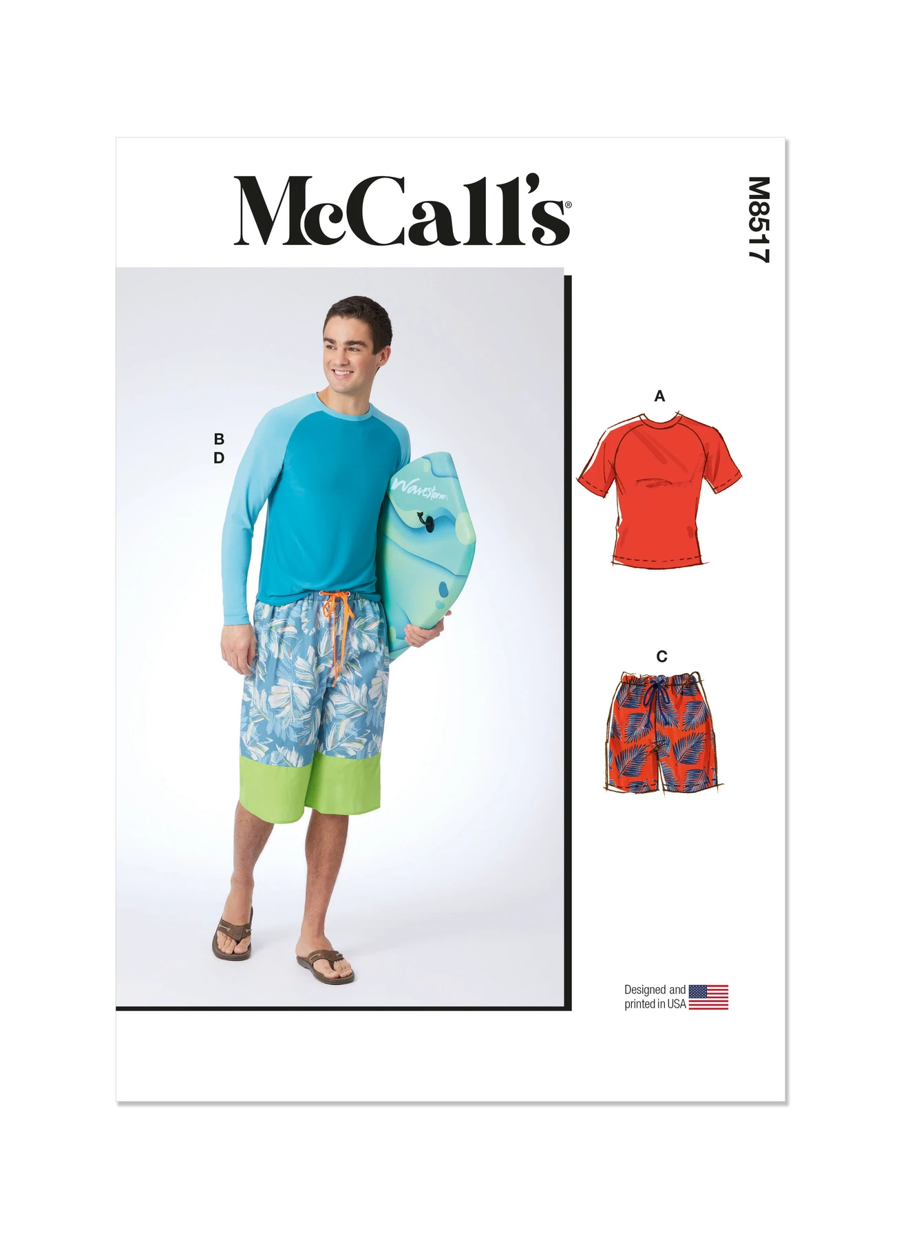 McCall's Sewing Pattern Men's Rashguards and Shorts 1 McCall's Sewing Pattern Men's Rashguards and Shorts