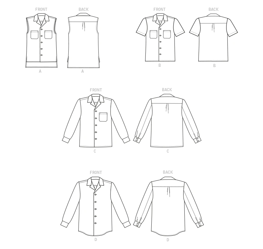 Butterick Sewing Pattern Unisex Button-Down Shirts (PDF) 6 Butterick Sewing Pattern Unisex Button-Down Shirts (PDF)