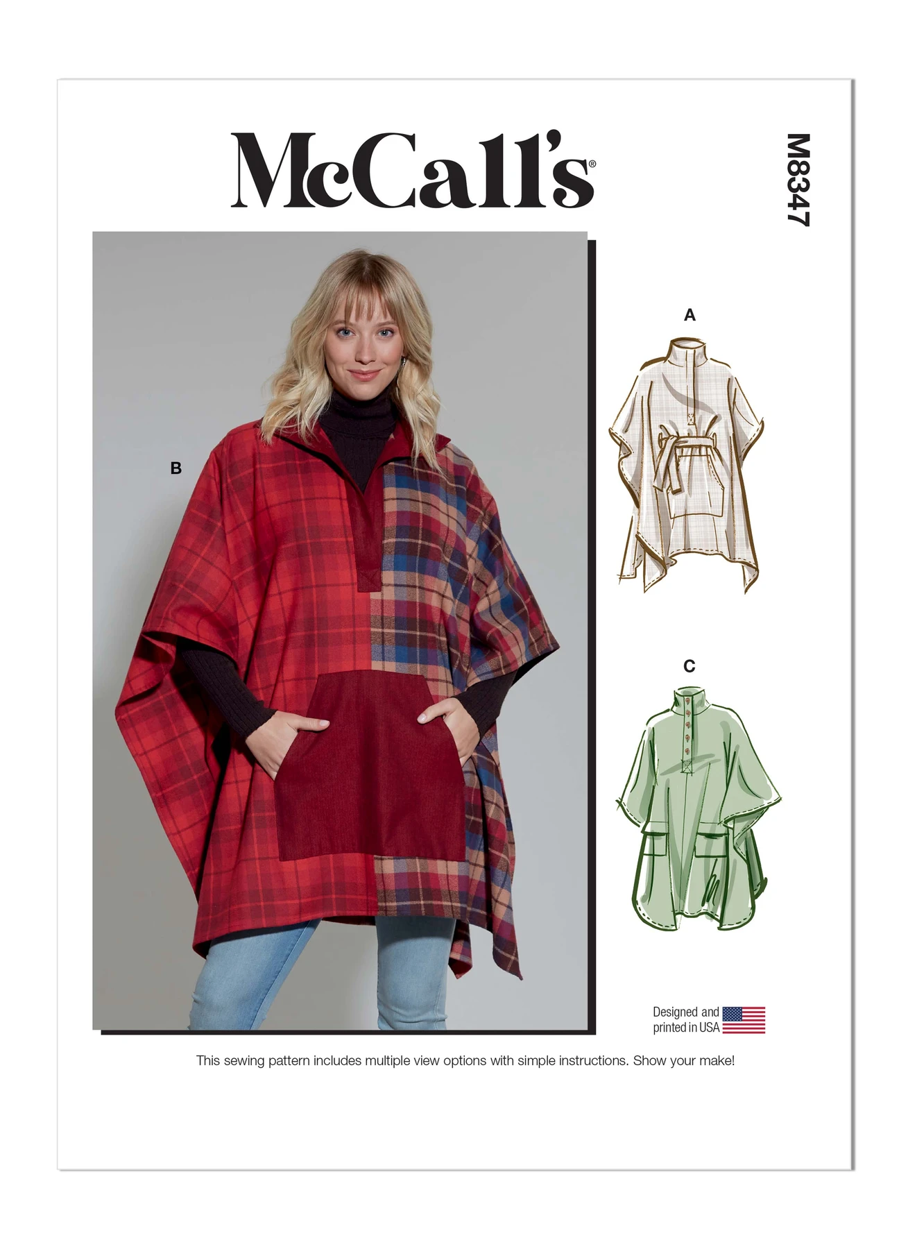 McCall's Sewing Pattern Misses' Poncho 1 McCall's Sewing Pattern Misses' Poncho