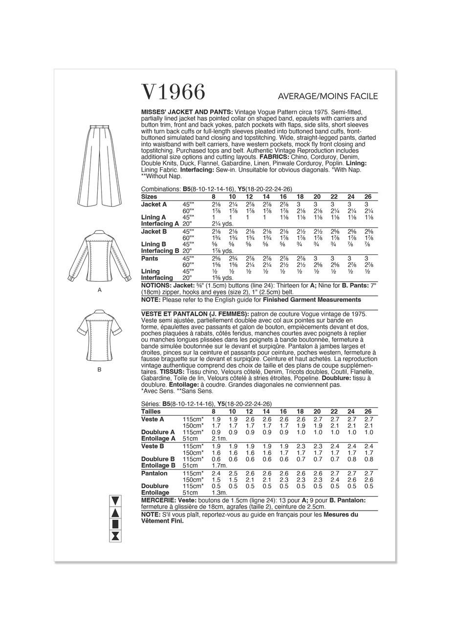 Vogue Patterns 1970s Misses' Jacket and Pants (PDF) 4 Vogue Patterns 1970s Misses' Jacket and Pants (PDF)