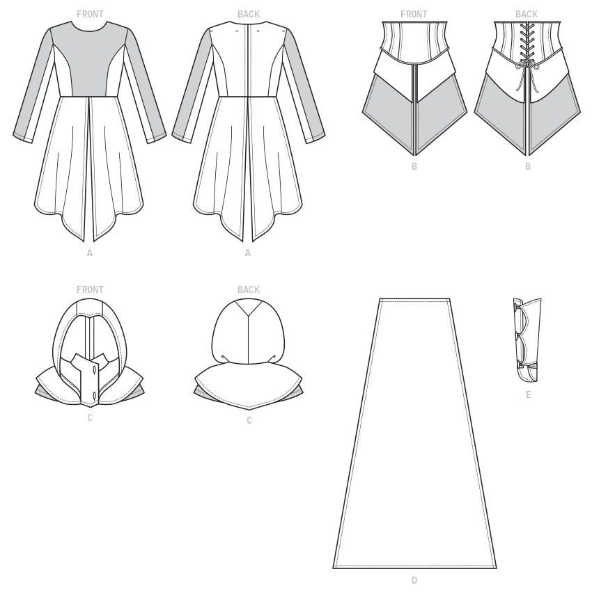 McCall's Sewing Pattern Misses' Dress, Corset, Hood, Cape, and Gusset Costume (PDF) 6 McCall's Sewing Pattern Misses' Dress, Corset, Hood, Cape, and Gusset Costume (PDF)